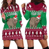 Custom California Christmas Hoodie Dress Santa Grizzly Bear With Grape - Wonder Print Shop