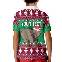 Custom California Christmas Kid Polo Shirt Santa Grizzly Bear With Grape - Wonder Print Shop