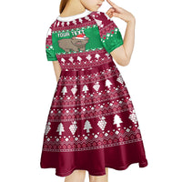Custom California Christmas Kid Short Sleeve Dress Santa Grizzly Bear With Grape - Wonder Print Shop