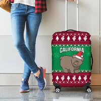Custom California Christmas Luggage Cover Santa Grizzly Bear With Grape - Wonder Print Shop