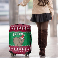 Custom California Christmas Luggage Cover Santa Grizzly Bear With Grape - Wonder Print Shop
