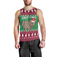 Custom California Christmas Men Tank Top Santa Grizzly Bear With Grape - Wonder Print Shop