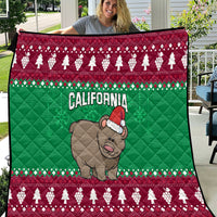 Custom California Christmas Quilt Santa Grizzly Bear With Grape - Wonder Print Shop