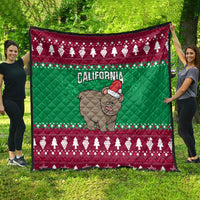 Custom California Christmas Quilt Santa Grizzly Bear With Grape - Wonder Print Shop