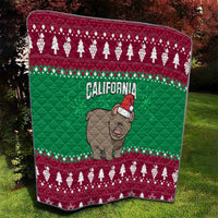 Custom California Christmas Quilt Santa Grizzly Bear With Grape - Wonder Print Shop