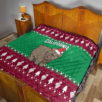 Custom California Christmas Quilt Santa Grizzly Bear With Grape - Wonder Print Shop