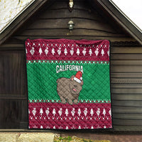 Custom California Christmas Quilt Santa Grizzly Bear With Grape - Wonder Print Shop