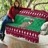 Custom California Christmas Quilt Santa Grizzly Bear With Grape - Wonder Print Shop