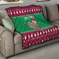 Custom California Christmas Quilt Santa Grizzly Bear With Grape - Wonder Print Shop