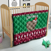 Custom California Christmas Quilt Santa Grizzly Bear With Grape - Wonder Print Shop