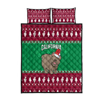 Custom California Christmas Quilt Bed Set Santa Grizzly Bear With Grape - Wonder Print Shop