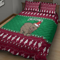 Custom California Christmas Quilt Bed Set Santa Grizzly Bear With Grape - Wonder Print Shop