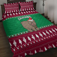 Custom California Christmas Quilt Bed Set Santa Grizzly Bear With Grape - Wonder Print Shop