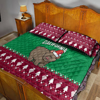 Custom California Christmas Quilt Bed Set Santa Grizzly Bear With Grape - Wonder Print Shop