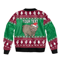 Custom California Christmas Sleeve Zip Bomber Jacket Santa Grizzly Bear With Grape - Wonder Print Shop