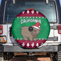 Custom California Christmas Spare Tire Cover Santa Grizzly Bear With Grape - Wonder Print Shop