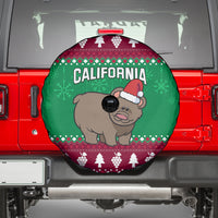 Custom California Christmas Spare Tire Cover Santa Grizzly Bear With Grape - Wonder Print Shop