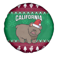 Custom California Christmas Spare Tire Cover Santa Grizzly Bear With Grape - Wonder Print Shop