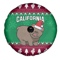 Custom California Christmas Spare Tire Cover Santa Grizzly Bear With Grape - Wonder Print Shop
