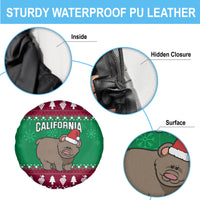 Custom California Christmas Spare Tire Cover Santa Grizzly Bear With Grape - Wonder Print Shop