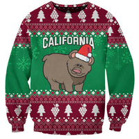 Custom California Christmas Sweatshirt Santa Grizzly Bear With Grape - Wonder Print Shop
