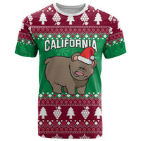 Custom California Christmas T Shirt Santa Grizzly Bear With Grape - Wonder Print Shop