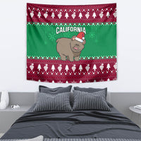 Custom California Christmas Tapestry Santa Grizzly Bear With Grape - Wonder Print Shop