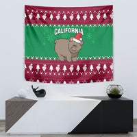 Custom California Christmas Tapestry Santa Grizzly Bear With Grape - Wonder Print Shop