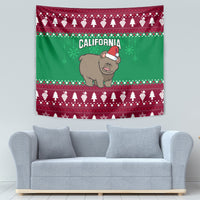 Custom California Christmas Tapestry Santa Grizzly Bear With Grape - Wonder Print Shop