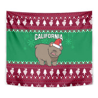 Custom California Christmas Tapestry Santa Grizzly Bear With Grape - Wonder Print Shop