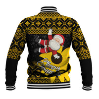 Maryland Christmas Baseball Jacket Santa Claus With Black Eyed Susan Flower - Wonder Print Shop