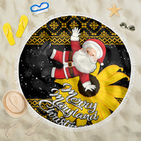 Maryland Christmas Beach Blanket Santa Claus With Black Eyed Susan Flower - Wonder Print Shop