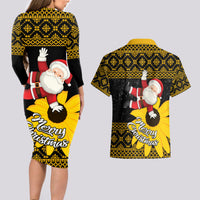 Maryland Christmas Couples Matching Long Sleeve Bodycon Dress and Hawaiian Shirt Santa Claus With Black Eyed Susan Flower - Wonder Print Shop