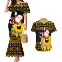 Maryland Christmas Couples Matching Mermaid Dress and Hawaiian Shirt Santa Claus With Black Eyed Susan Flower - Wonder Print Shop