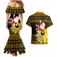 Maryland Christmas Couples Matching Mermaid Dress and Hawaiian Shirt Santa Claus With Black Eyed Susan Flower - Wonder Print Shop