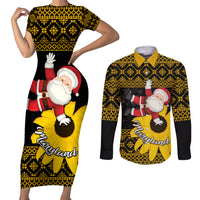 Maryland Christmas Couples Matching Short Sleeve Bodycon Dress and Long Sleeve Button Shirt Santa Claus With Black Eyed Susan Flower - Wonder Print Shop