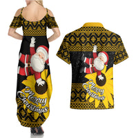Maryland Christmas Couples Matching Summer Maxi Dress and Hawaiian Shirt Santa Claus With Black Eyed Susan Flower - Wonder Print Shop
