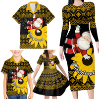 Maryland Christmas Family Matching Long Sleeve Bodycon Dress and Hawaiian Shirt Santa Claus With Black Eyed Susan Flower - Wonder Print Shop