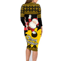 Maryland Christmas Family Matching Long Sleeve Bodycon Dress and Hawaiian Shirt Santa Claus With Black Eyed Susan Flower - Wonder Print Shop