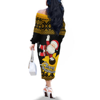 Maryland Christmas Family Matching Off Shoulder Long Sleeve Dress and Hawaiian Shirt Santa Claus With Black Eyed Susan Flower - Wonder Print Shop