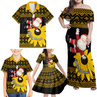 Maryland Christmas Family Matching Off Shoulder Maxi Dress and Hawaiian Shirt Santa Claus With Black Eyed Susan Flower - Wonder Print Shop