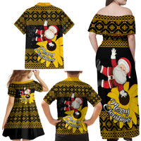Maryland Christmas Family Matching Off Shoulder Maxi Dress and Hawaiian Shirt Santa Claus With Black Eyed Susan Flower - Wonder Print Shop