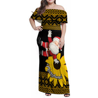 Maryland Christmas Family Matching Off Shoulder Maxi Dress and Hawaiian Shirt Santa Claus With Black Eyed Susan Flower - Wonder Print Shop