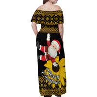 Maryland Christmas Family Matching Off Shoulder Maxi Dress and Hawaiian Shirt Santa Claus With Black Eyed Susan Flower - Wonder Print Shop