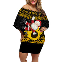Maryland Christmas Family Matching Off Shoulder Short Dress and Hawaiian Shirt Santa Claus With Black Eyed Susan Flower - Wonder Print Shop