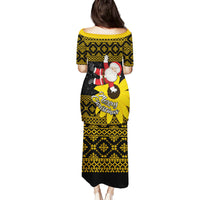 Maryland Christmas Family Matching Puletasi Dress and Hawaiian Shirt Santa Claus With Black Eyed Susan Flower - Wonder Print Shop