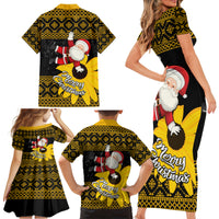 Maryland Christmas Family Matching Short Sleeve Bodycon Dress and Hawaiian Shirt Santa Claus With Black Eyed Susan Flower - Wonder Print Shop
