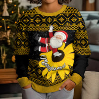 Maryland Christmas Kid Ugly Christmas Sweater Santa Claus With Black Eyed Susan Flower - Wonder Print Shop