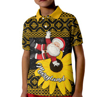 Maryland Christmas Kid Polo Shirt Santa Claus With Black Eyed Susan Flower - Wonder Print Shop