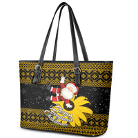 Maryland Christmas Leather Tote Bag Santa Claus With Black Eyed Susan Flower - Wonder Print Shop